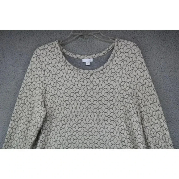 J. Jill Long Sleeve Floral Tunic-Size Medium-Ivory and Gray - Picture 2 of 10